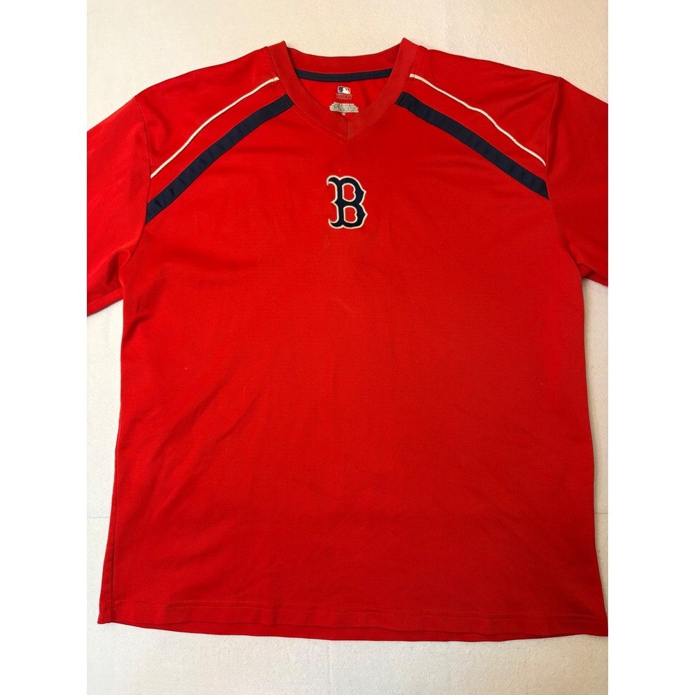 Boston Red Sox MLB Genuine Merchandise Red V-Neck Mesh Jersey Shirt Mens XL